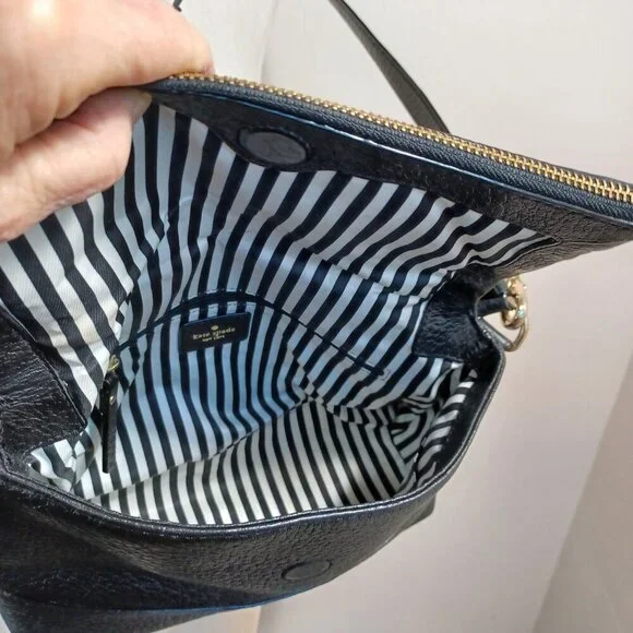 Kate Spade New York Leather Bag Black Pebble Crossbody Handbag Purse - Picture 9 of 14